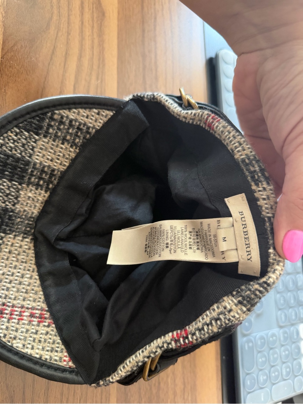 Burberry Tan and Black Plaid Baker Boy Hat - Picture 3 of 5